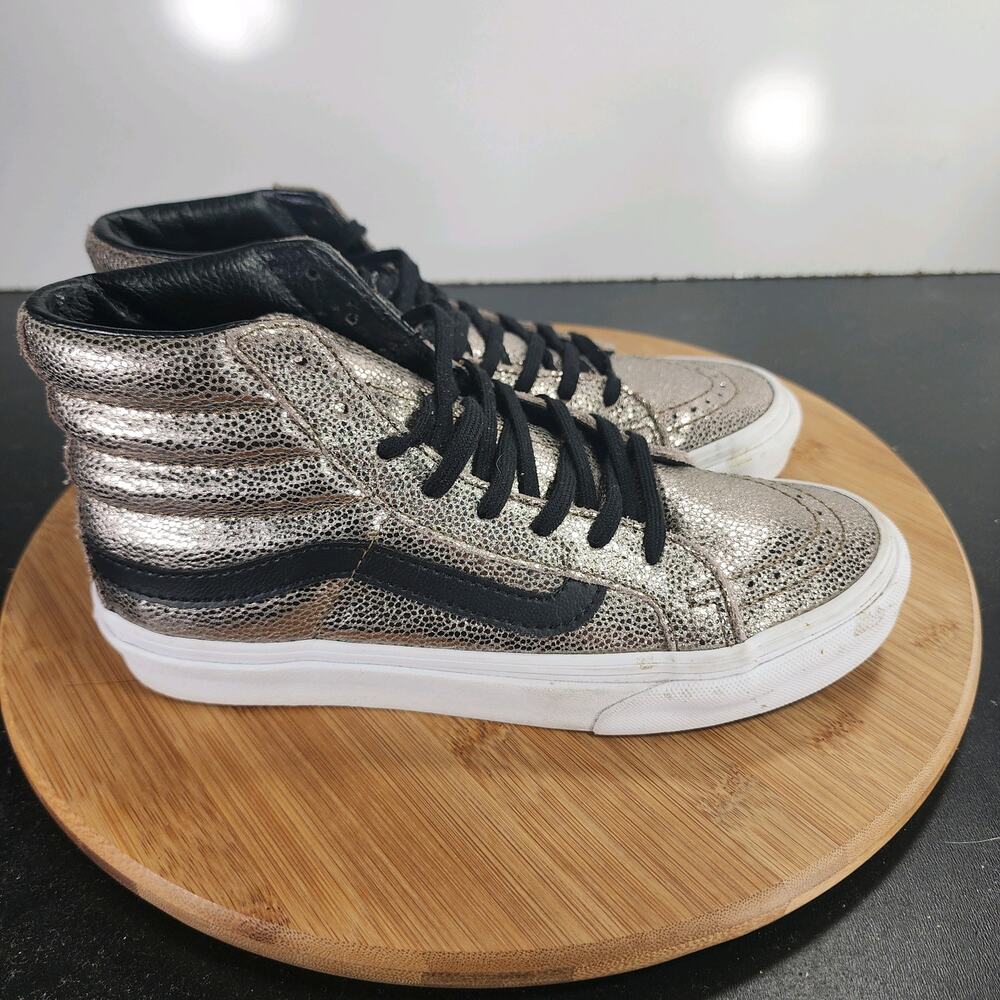 Vans Metallic Silver and Black High-Top Sneakers